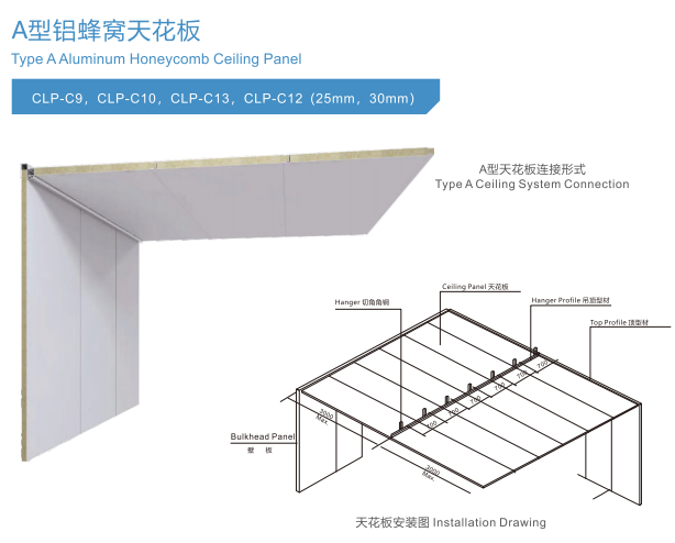 A-shaped aluminum honeycomb ceiling